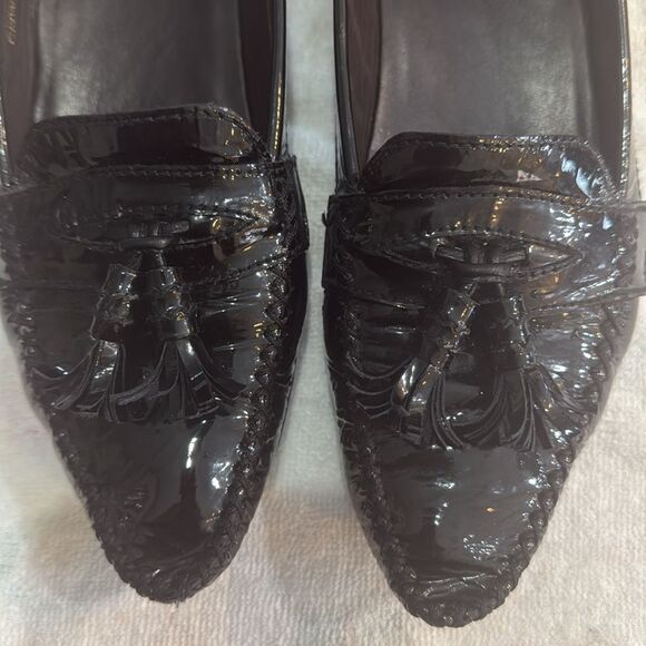 Stuart Weitzman Patent leather Tassel Loafer size 7 Black - Picture 12 of 15
